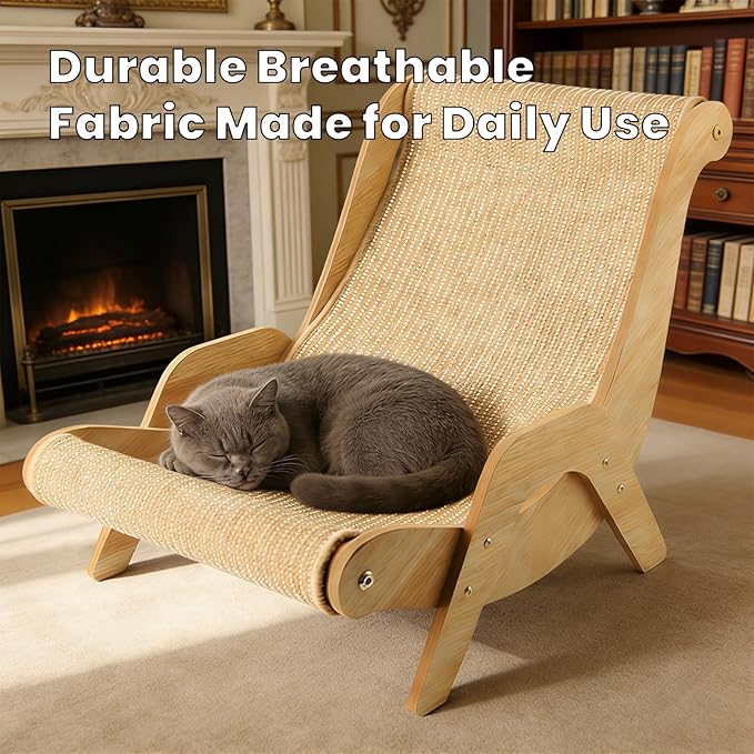 2026 Upgrade Cat Recliner Scraper Board, 23.6" Large 2 in 1 Cat Scratch Board, Anti-Scratch Cat Sisal Chair for Indoor Cats Hammock, Wear-Resistant Scratching Pad Lounges (A, Large for Within 33IB)