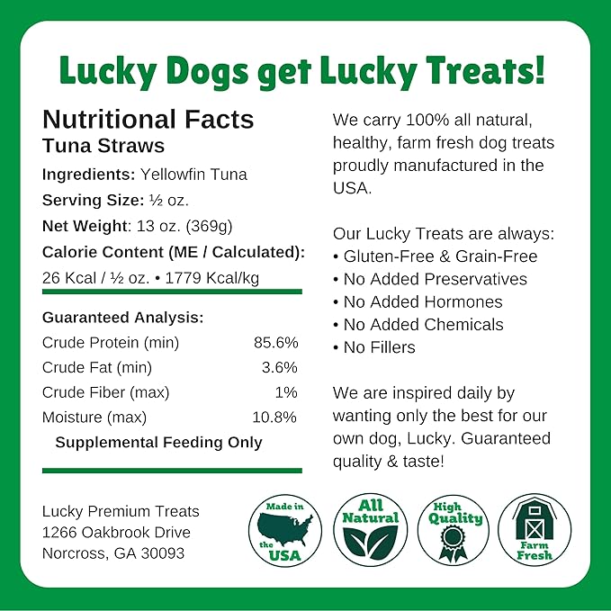 Tuna Jerky Straws Dog Treats – Single Ingredient, All-Natural Dehydrated Fish Jerky Treats – High Protein, Low Fat, Grain Free, High in Omega-3 – Made in USA – 13oz Bag