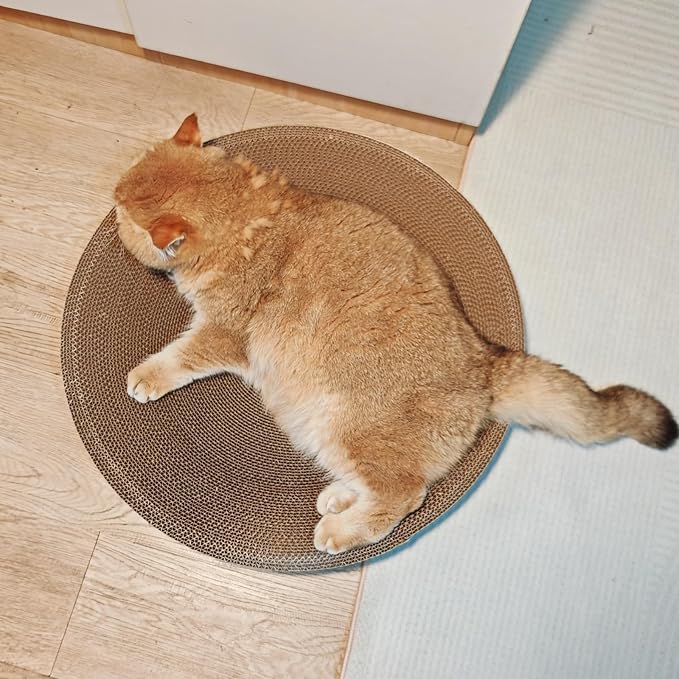 Spindro 4 Pack Extra Large Cat Scratcher Cardboard, Round Scratcher Bed Scratch Bowl, Scratching Lounge Couch Round Shaped Cat Scratch Board Nest for Indoor Cats Furniture Protector
