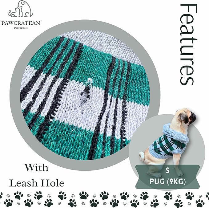 Cute Sweater for Dogs and Cats Soft Flannel Pet Outfit Warm and Cozy Animal Hoodie Small to Large Pet Clothes for Halloween Parties and Everyday Wear (Small, Green Checkered with Hat)