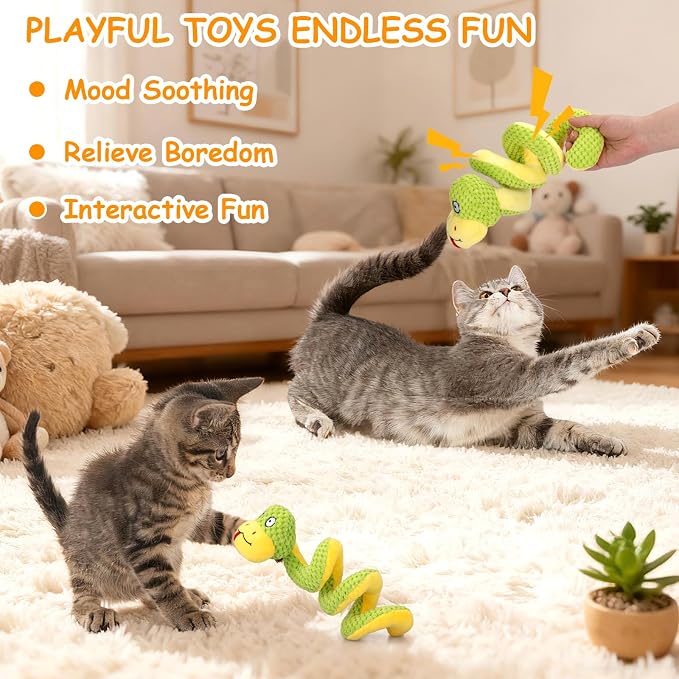 Retro Shaw 14"Snake Cat Toys Catnip Interactive Toy for Indoor Cats Kittens