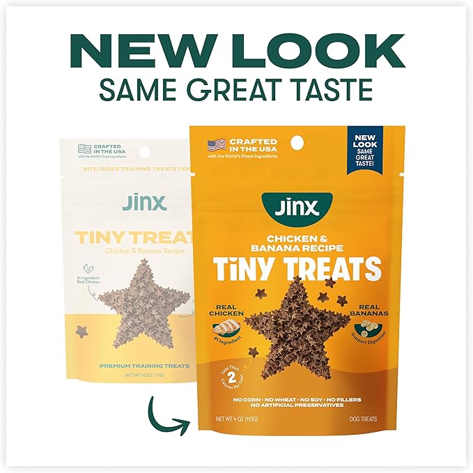 Jinx Chicken & Banana Training Treats for Dogs and Puppies, Low-Calorie, All Natural, Slow-Smoked Real Chicken, No Fillers 4oz, 6 Pack