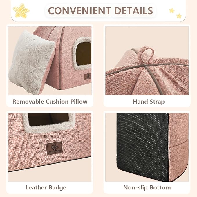 WINDRACING Cat Bed for Indoor Cats - Cat Cave Beds Cat House Cat Tent with Removable Washable Cushioned Pillow, Soft Kitten beds,Cat Beds & Furniture, for Small and Medium Pet Bed
