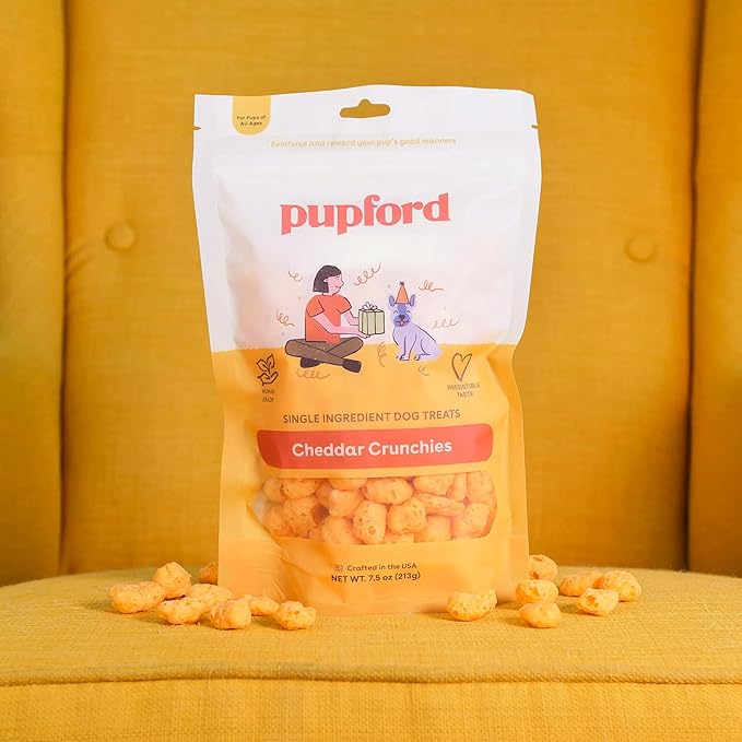 Pupford Cheese Crunchies, All-Natural, Healthy, Freeze Dried, Single-Ingredient Treat for Dogs & Puppies (Cheddar, 7.50 oz)