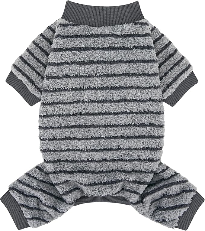 XPUDAC Stripe Dog Sweater Fleece Dog Pajamas Winter Pet Clothes for Small Medium Dogs Girl Boy Doggy Apparel for Cold Weather, XS