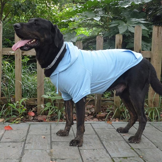 Lovelonglong Blank Basic Hoodie Sweatshirt for Dogs 100% Cotton Fits Small Medium Dachshund Large Dog Sky-Blue S