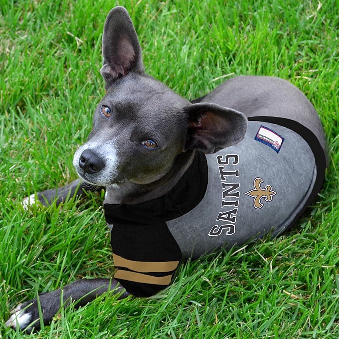 Pets First NFL New Orleans Saints Hoodie for Dogs & Cats. | NFL Football Licensed Dog Hoody Tee Shirt, Small | Sports Hoody T-Shirt for Pets | Licensed Sporty Dog Shirt