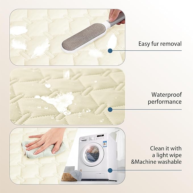 gogobunny 100% Double-Sided Waterproof Dog Bed Cover Pet Blanket Sofa Couch Furniture Protector for Puppy Large Dog Cat, Reversible (30x30 Inch (Pack of 1), Dark Cream/Light Cream)