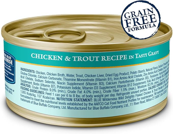 Blue Buffalo Wilderness Flaked Chicken & Trout Adult Wet Cat Food, 5.5 oz., Case of 24