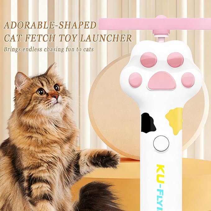 Cat Toy Disc Launcher,Rechargeable Interactive Cat Fetch Toy with 10 Discs | Cat Toys for Indoor Cats,Flying Cat Enrichment Toys for Adult Kittens Dog Playing,Hunting Tracking Toys for Outdoor Indoor