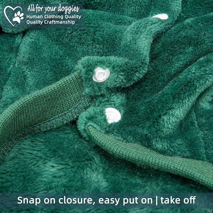 FabriCastle Dog Hoodie Sweater for Small Dogs Boy and Girl, Dog Clothes XS XXS Puppy Sweatshirt, Pet Outfit, Cat Clothing Super Soft Warm Snap On Closure (Dark Green, X-Small)