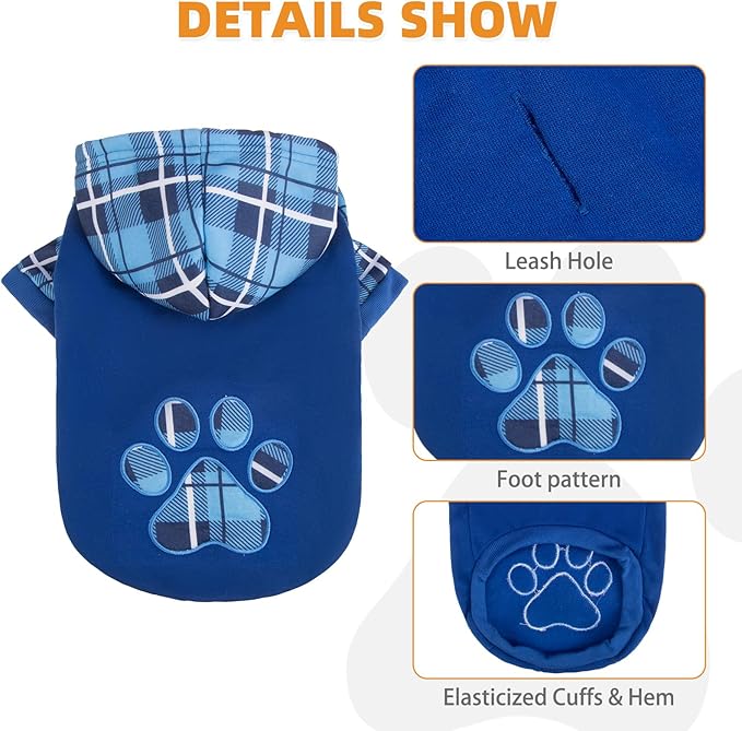 Plaid Dog Hoodie Pet Clothes Sweaters with Hat