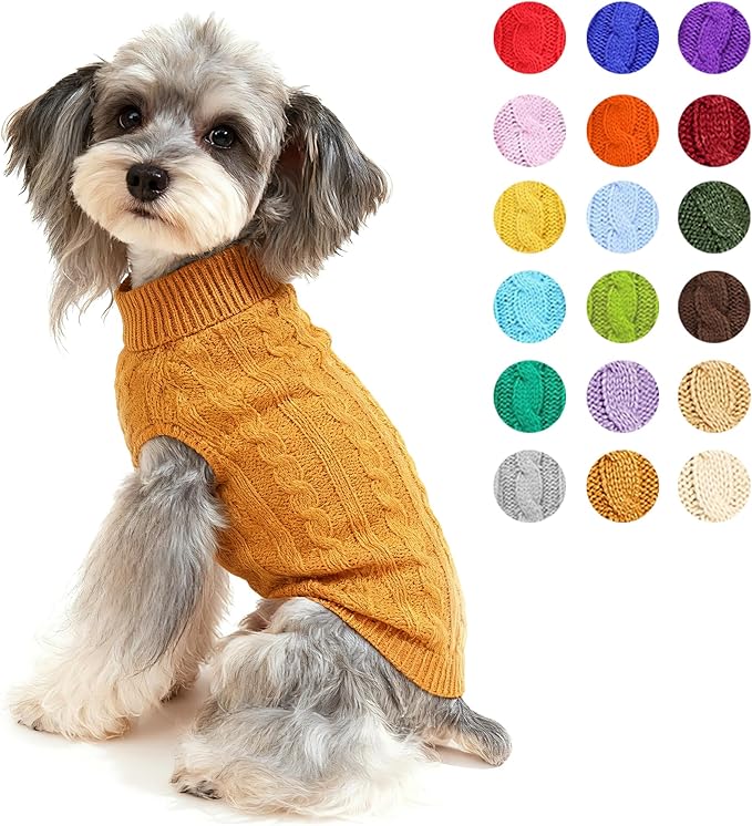 Dog Sweater for Small Medium Large Dogs - Warm Winter Turtleneck Knit Dog Sweaters Soft Pet Cat Clothes Christmas Coat Indoor Outdoor Use for Puppy Kitten Male Female Girl Boy Pets