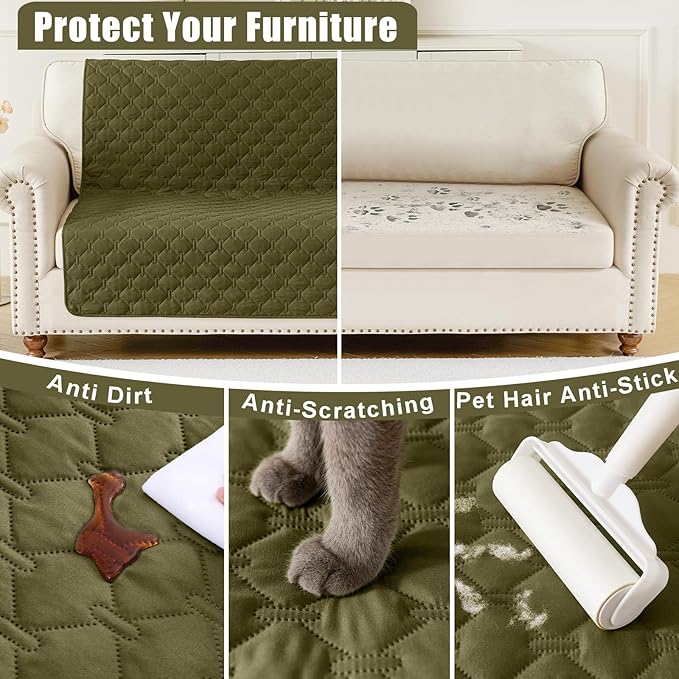Smiry Waterproof Dog Bed Cover Blanket, Soft Reversible Pet Blanket, Washable Leakproof Cats Dogs Couch Cover for Sofa, Couch, Furniture, Plaid (30x53 Inch, Green/Navy)