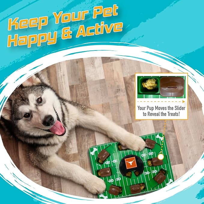 Pets First NCAA Texas Longhorns Puzzle Toy, Puzzle Treat Dog Toy, Interactive Dog Treat Toy, Dog Puzzle Feeding Slow Toy