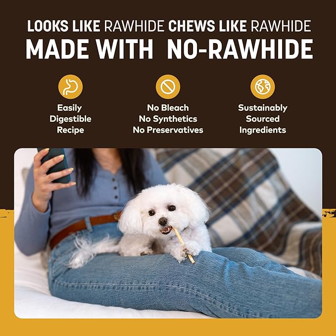 Earth Animal No Hide Stix - Long Lasting Rawhide Free Small Dog Chews Sticks, Peanut Butter - 80 Count Extra Value Pack