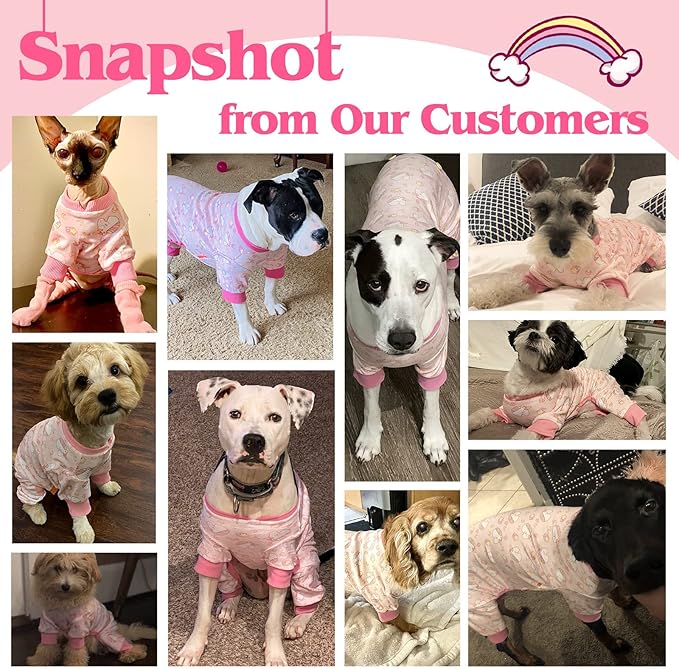 KYEESE Dog Pajamas Velvet Dog Pajamas Small Sized Dogs Dogs Pjs with Pink Unicorn Pattern Soft Doggie Jammies Stretchy Doggie Clothes Puppy Onesie Comfy Pet Coat Pet Costume, X-Small