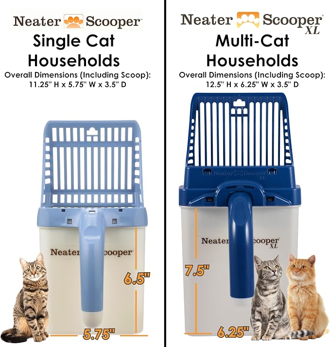 Neater Pet Brands Neater Scooper Standard Cat Litter Scoop, 15 Refill Bags – Mess-Free Cat Litter Scooper with Bag, Spill-Proof Kitty Box Sifter, Bin Doubles as Scoop Holder, For Single-Cat Households