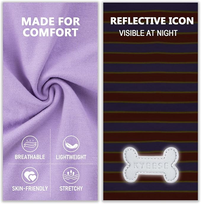 KYEESE 2Pack Dog Shirt, Soft Striped Dogs T Shirts, Lightweight Doggie Tank Top Cat Clothes, Sleeveless Dog Shirt for Small Dogs, Stretchy Pet Vest, Purple+Orange Striped, Medium