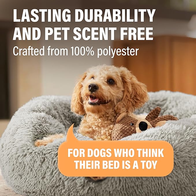 Active Pets Medium Dog Bed, Calming Orthopedic Pet Bedding for Anxiety Relief, Joint Support & Comfort, Washable Dog Furniture, Med 45lbs, Light Grey