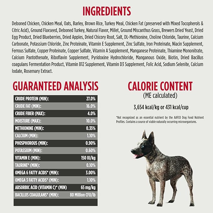 Nulo Frontrunner Ancient Grains High-Protein Dog Food, Chicken, Oats, & Turkey Recipe- Natural Dry Dog Food with Probiotics, Grain-Inclusive Kibble for Adult Dogs, 5 lb Bag