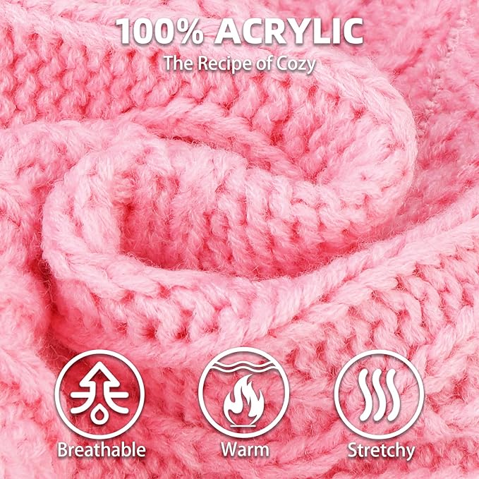 PUPTECK Dog Sweater, Turtleneck Warm Knitted Pullover Coat, Thick Cable Knitwear Clothes in Winter, Pet Apparel Outfits for Small Medium Dogs, for Cold Weather Indoor & Outdoor, Pink M
