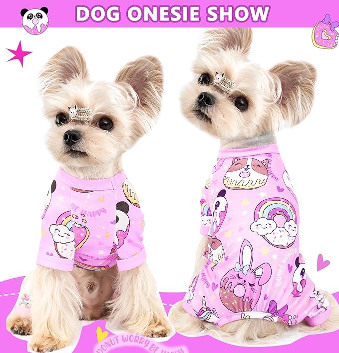 Dog Onesie XS~XXL Dog Pajamas Small Dog Clothes Girl Boy Cute Chihuahua Clothes Summer Puppy Pajamas Breathable Cat Onesie Pet Jumpsuit Doggie Outfit (Purple, X-Small)