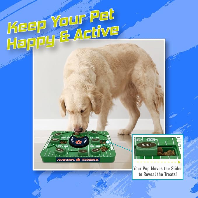 Pets First NCAA Auburn Large Puzzle Toy, New Size, Interactive Dog Treat & Slow Feeding Toy