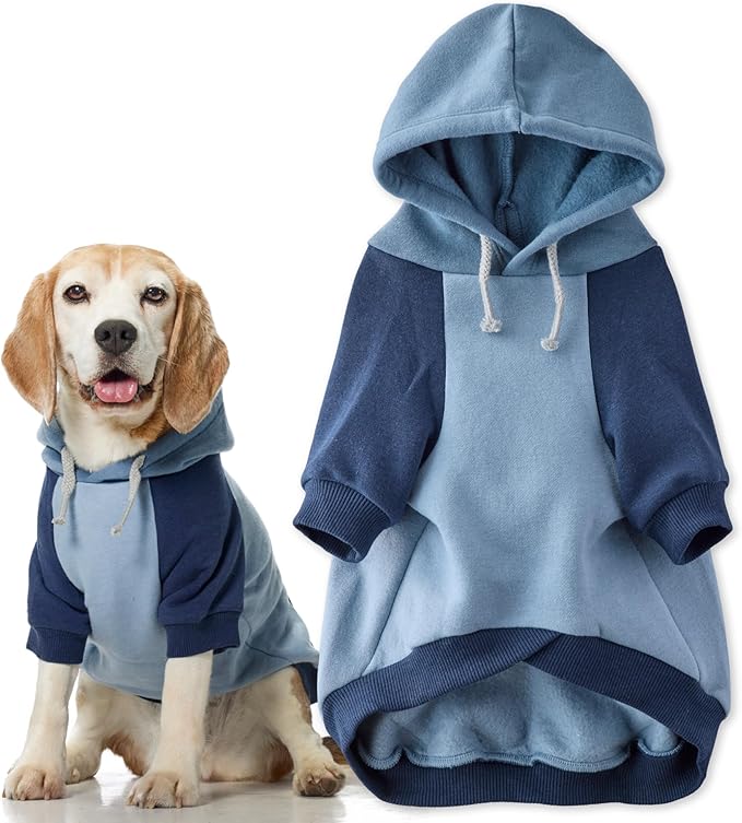 Rocky II - The Extra Comfy Hoodie, Organic Cotton and Recycled Poly Dog Hoodie Pet Coat Sweater for Small, Medium, Large Dogs, Navy Color Block, XX-Small