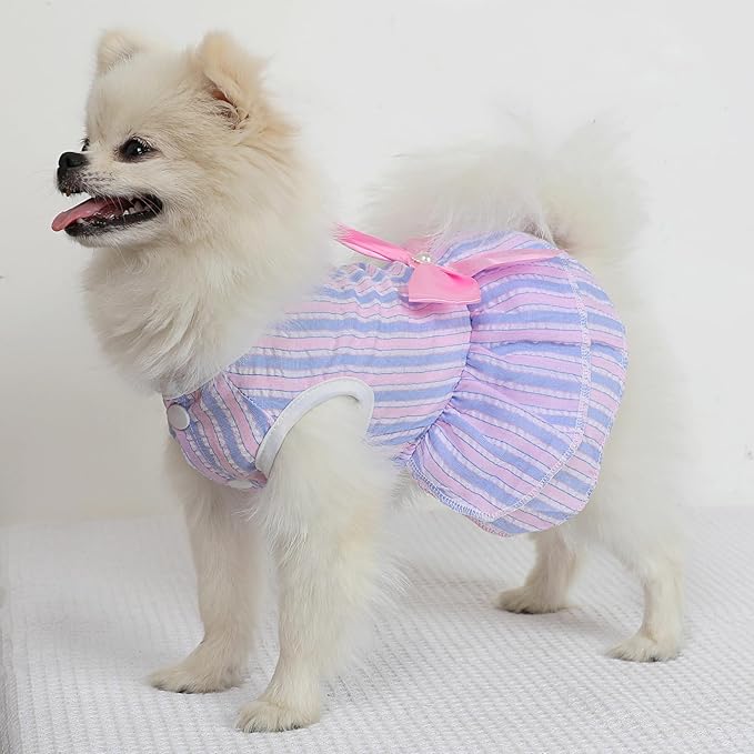 Dog Dresses for Small Dogs Girl, Cute XXS Girl Dog Clothes, Rose Pink & Purple Puppy Clothes, Tiny Doggie Princess Outfits for Chihuahua Yorkie Teacup Female, 2 Pack