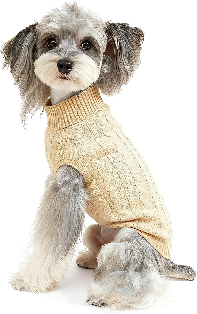 Dog Sweater for Small Medium Large Dogs - Warm Winter Turtleneck Knit Dog Sweaters Soft Pet Cat Clothes Christmas Coat Indoor Outdoor Use for Puppy Kitten Male Female Girl Boy Pets