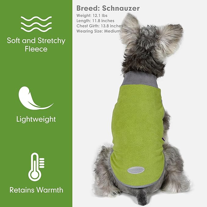 cyeollo 2 Pack Dog Sweater Fleece Vest Dog Sweatshirt Reflective Lightweight Pet Clothes for Large Dogs Boy Girl Pet Apparel Grass Green, Grey, XXXL