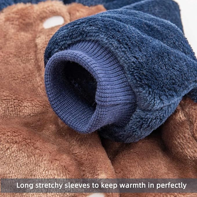 FabriCastle Dog Hoodie Sweater for Small Dogs Boy and Girl, Small Dog Clothes XS XXS Puppy Sweatshirt, Pet Outfit, Cat Clothing Super Soft Warm Snap On Closure (Camel-Navy, Medium)