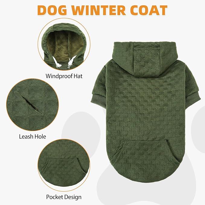 KOOLTAIL Dog Hoodie for Small Medium Large Dogs, Ultra-Warm & Soft Winter Fall Fleece Dog Hooded Sweatshirt Clothes Sweater, Lightweight Pullover Coat for Boy Girl Bulldog Pitbull Puppy Cats,Green M-L