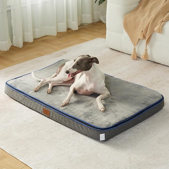 LIORCE Memory Foam Large Dog Bed - 4” Thick Orthopedic Beds for Large Dogs - Waterproof Dog Bed with Removable Washable Cover & Wrap-Around Zipper - Ultimate Comfort and Easy Maintenance