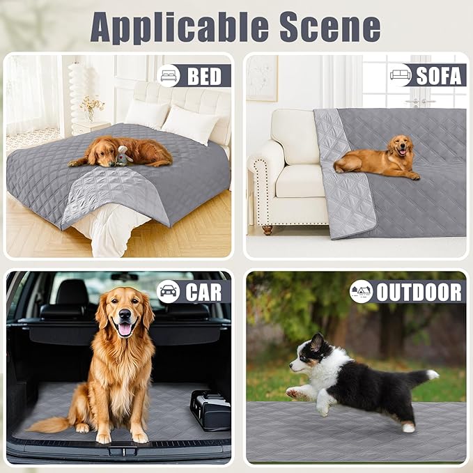 Smiry Waterproof Dog Bed Cover Blanket 82x120, Soft Reversible Pet Blanket, Washable Leakproof Cats Dogs Couch Cover for Sofa, Couch, Furniture, Lattice, Grey/Light Grey