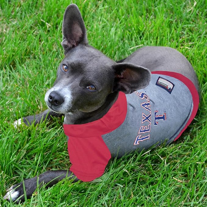 MLB Hoodie Shirt for Dogs & Cats - Texas Rangers Dog Hooded T-Shirt, Large. - MLB Team Color Hoody Vest for Baseball Fans
