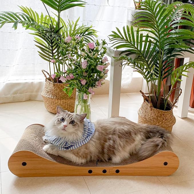 Nekosan Cat Scratcher Cardboard Bed, 27.5" Extra Large Cat Scratch Sofa Bed, Cat Scratcher Lounge Bed for Indoor Cats, 27.5 x 10 Inches Cat Couch Bed - Scratching Board