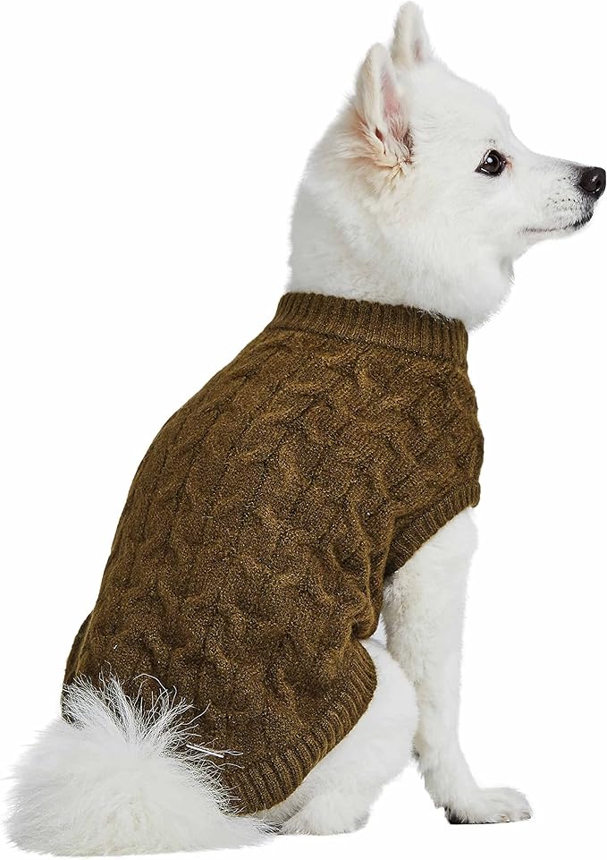 Blueberry Pet Classic Fuzzy Textured Knit Pullover Dog Sweater, Dark Olive, Small Pet Clothes, Fleece Dog Sweater, Pet Clothing, 12" Back Length
