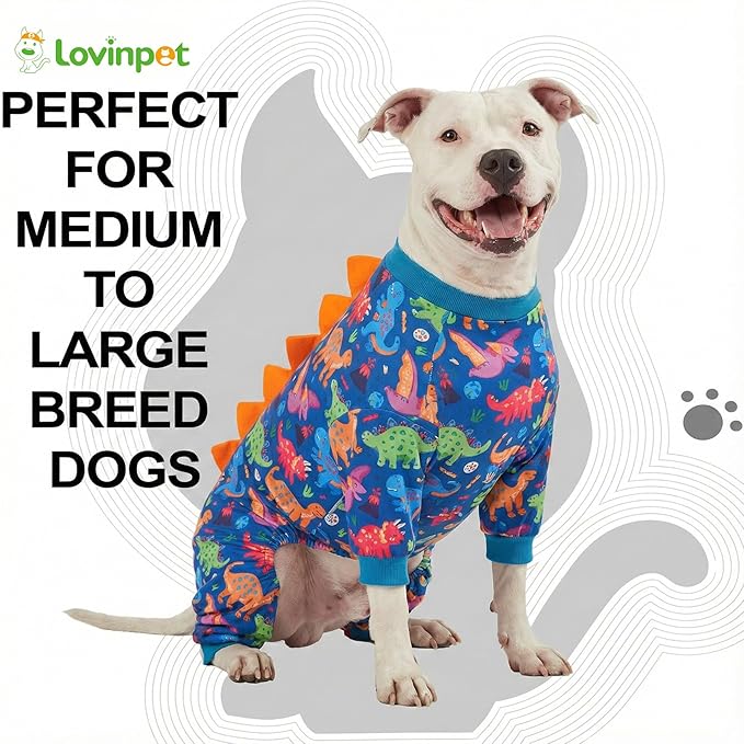 LovinPet Large Dog Pajamas, Four-Leg Stretch Onesie Bodysuit, Lightweight UV-Shielding Pajamas, Anti-Lick Calming Recovery Suit for Surgery, Pull-On for Medium and Large Breeds,Green,3XL