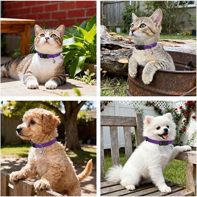 Royal Purple Black Gradient Kitten Collars 2 Pack Soft Polyester Pet Collar Adjustable Length 10.6" to 17.1"