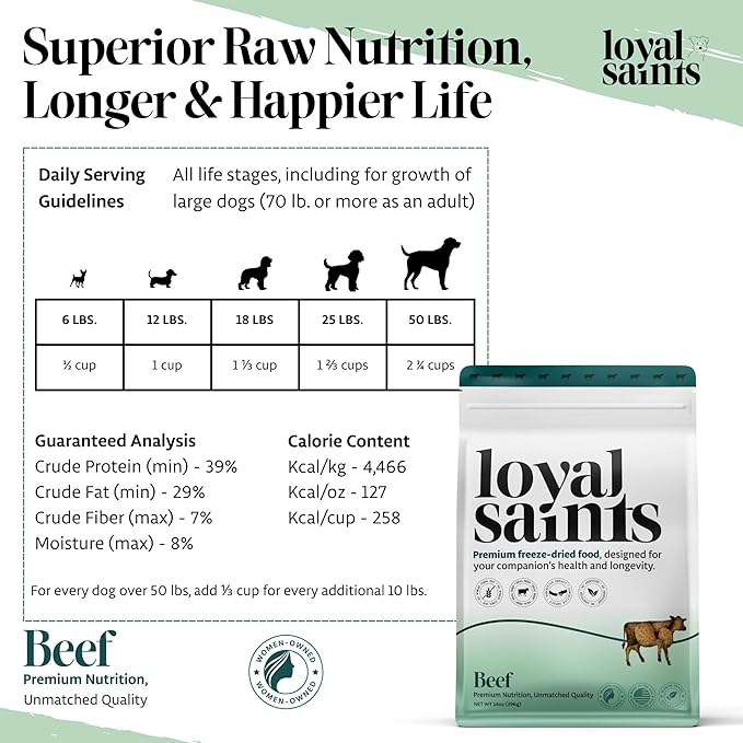 Freeze Dried Raw Dog Food - Premium Beef Flavor with High Protein and Grain Free Dog Food for Small or Large Breeds and Picky Eaters - Versatile as Meal Topper, Snack, and Treats, 5 Oz