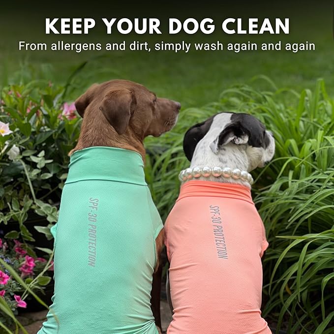 Spark Paws Sunblock Dog T-Shirt, SPF30 Protection, Lightweight Breathable Quick Dry for Dogs with Sensitive Skin - Peach & Mint (Set of 2) - 5XL