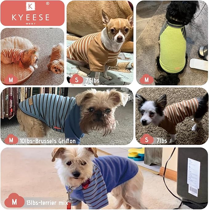 KYEESE 3Pack Small Dog Sweater, Soft Puppy Sweatshirt Pullover Stretchy Dog Sweater for Small Dogs Girl Boy, Lightweight Fleece Cat Shirt Pet Clothes with Sleeves, S