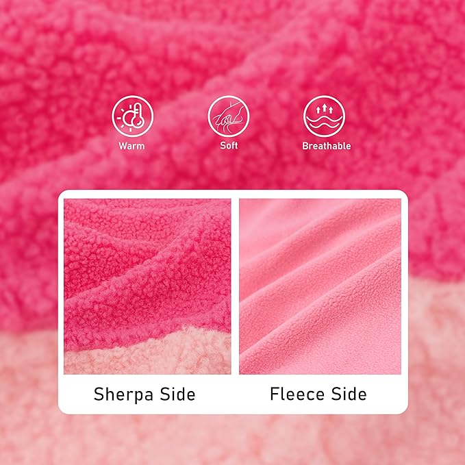 cyeollo Warm Dog Coat Sherpa Winter Coat, Reversible Fleece Jackets Sweater Vest for Small Dogs Female, Soft Cold Weather Dog Clothes, Rose Red M