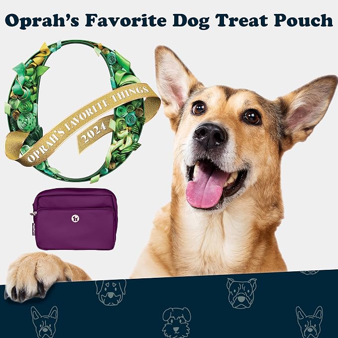 Puppington 3-in-1 Crossbody Dog Walking Bag & Treat Pouch with Matching Planet Safe Poop Bags & Built-In Dispenser - Dog Mom Gift for Puppy Training with Zippered Pockets (Plum Wine)