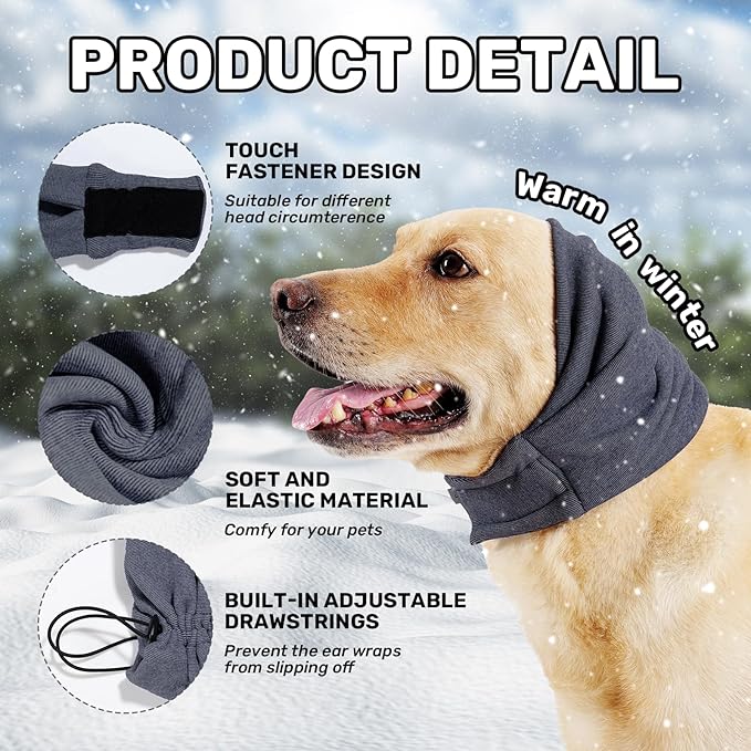 Dog Calming Hoodie, No Shake Ear Wraps for Dogs, Adjustable Dog Ear Muffs for Noise Protection, Ear Wrap Head Cover for Head Warp Anxiety Relief, Hematoma, Grooming and Force Drying