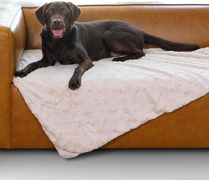 Best Friends by Sheri Calming Lux Dog Blanket – Ultra Soft Faux Fur Pet Throw, Anxiety-Relief, Lightweight Warm Bed Cover for Dogs and Cats, Machine Washable, Oyster Cream, 40" x 50"