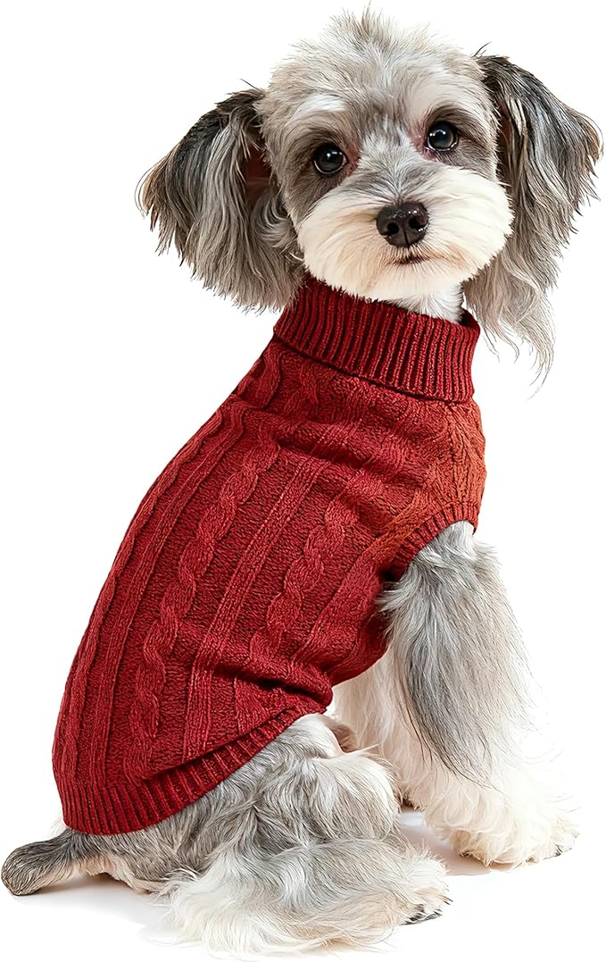 Dog Sweater for Small Medium Large Dogs - Warm Winter Turtleneck Knit Dog Sweaters Soft Pet Cat Clothes Christmas Coat Indoor Outdoor Use for Puppy Kitten Male Female Girl Boy Pets