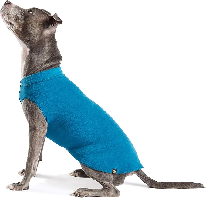 Goldpaw Stretchy Fleece Jacket for Small Dogs - Super Soft, Warm Dog Sweater - Pet Sweater Vest for Fall and Winter - Canine Clothes Made in The USA - Machine Washable - Marine Blue - Size 4